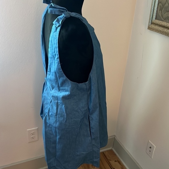 Gianni Bini chambray romper v neck low V back Sz L - Picture 2 of 5
